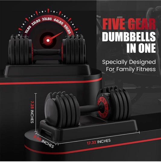 Adjustable Dumbbell with Rotating Handle for Weight Lifting and Fitness